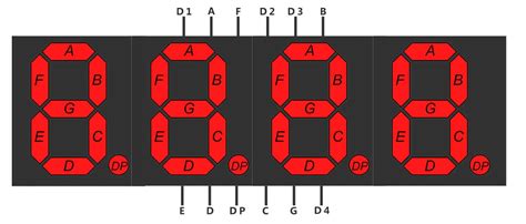 4 digit 7 segment display pinout